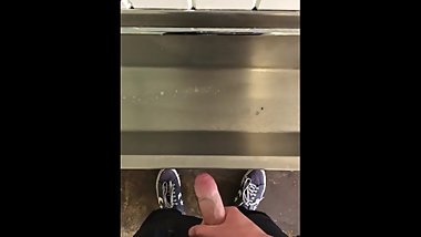 Str8 Guy Jerking At The Urinal Trough