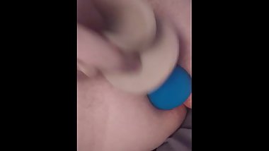 FTM moans while getting double penetrated