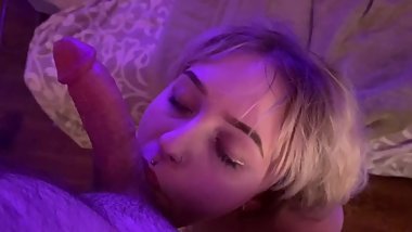 Cute Teen Deepthroats Cock and Swallows Cum