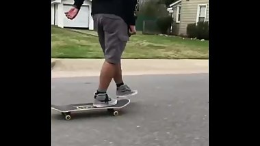 Young teen plows down a deep hill