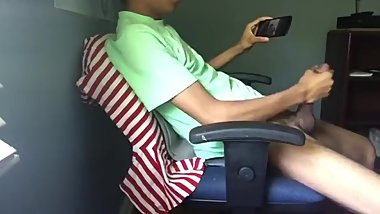 Black teen from school shows his 7 inches and big load