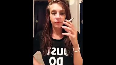 Beautiful and horny smoker on webcam