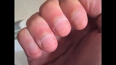 Deborah shows you her bitten nails hand fetish hand worship