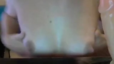 Innocent 18yo milks huge nipples and cums hard