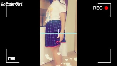 Evening entertainment cute schoolgirl in a skirt. SNAPCHAT FUCK