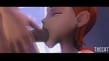 Gwen Tennyson blows futa Harley Quinn - animation by DominoTheCat