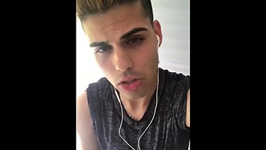 Pretty Latino twink cumming in public