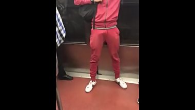 Bulge on the metro. Hot guy getting hard on the tube. Boner on the train.