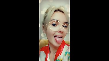 The girl sucks dick and has fun with snapchat