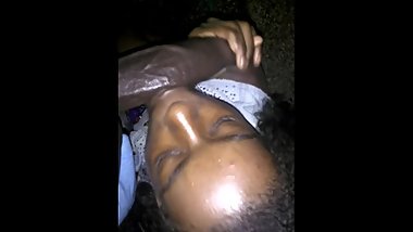 late night creeping getting mouth in Backyard