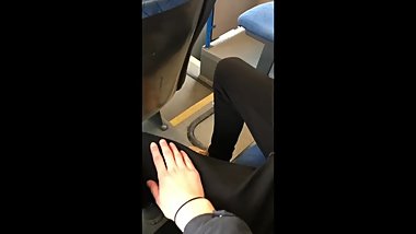 Getting caught handjob in a public bus