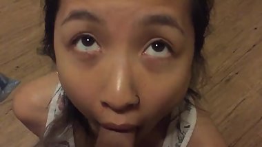 Lustful Eyes Teasing Asian Blowjob