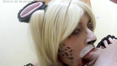 Throat Cum for a tiger Queen Kawai Wife