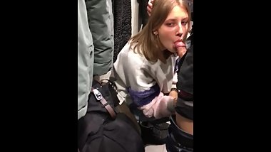 Amateur Blowjob In A Public Dressing Room