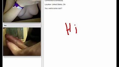 Young babe being naughty on a video chat and making big cock cum