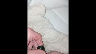 Deep in ass with cucumber