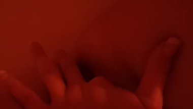 My girl rubbing shaved pussy in tub