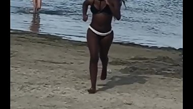 Ebony slow monitor jiggling tiddies