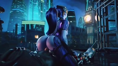 Widowmaker Riding Cock on a Rooftop