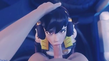 D.Va Small Teen Giving Head on Her Knees