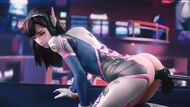 D.Va Riding an Automated Dildo in an Arcade