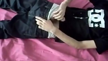 Teen cumming on his shirt