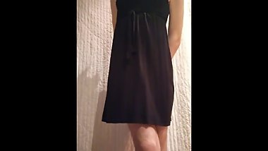 Young Skinny Boy wears a Black Skirt