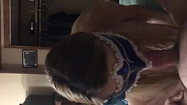 Girlfriend gives head wearing mask